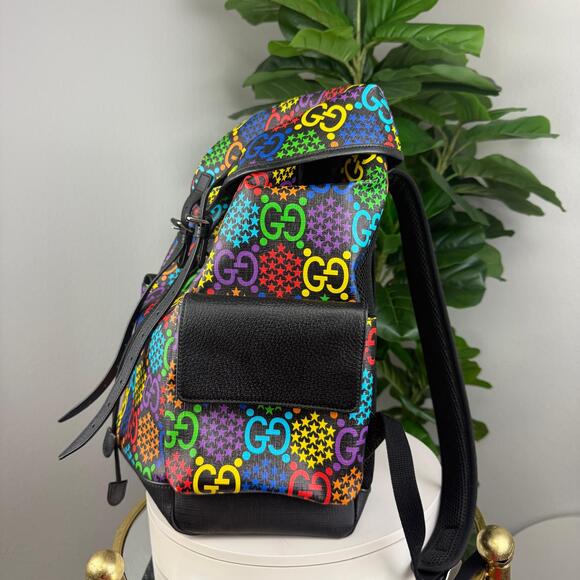 💎✨ Authentic Gucci GG Supreme Monogram Psychedelic Double Backpack - Picture 4 of 5